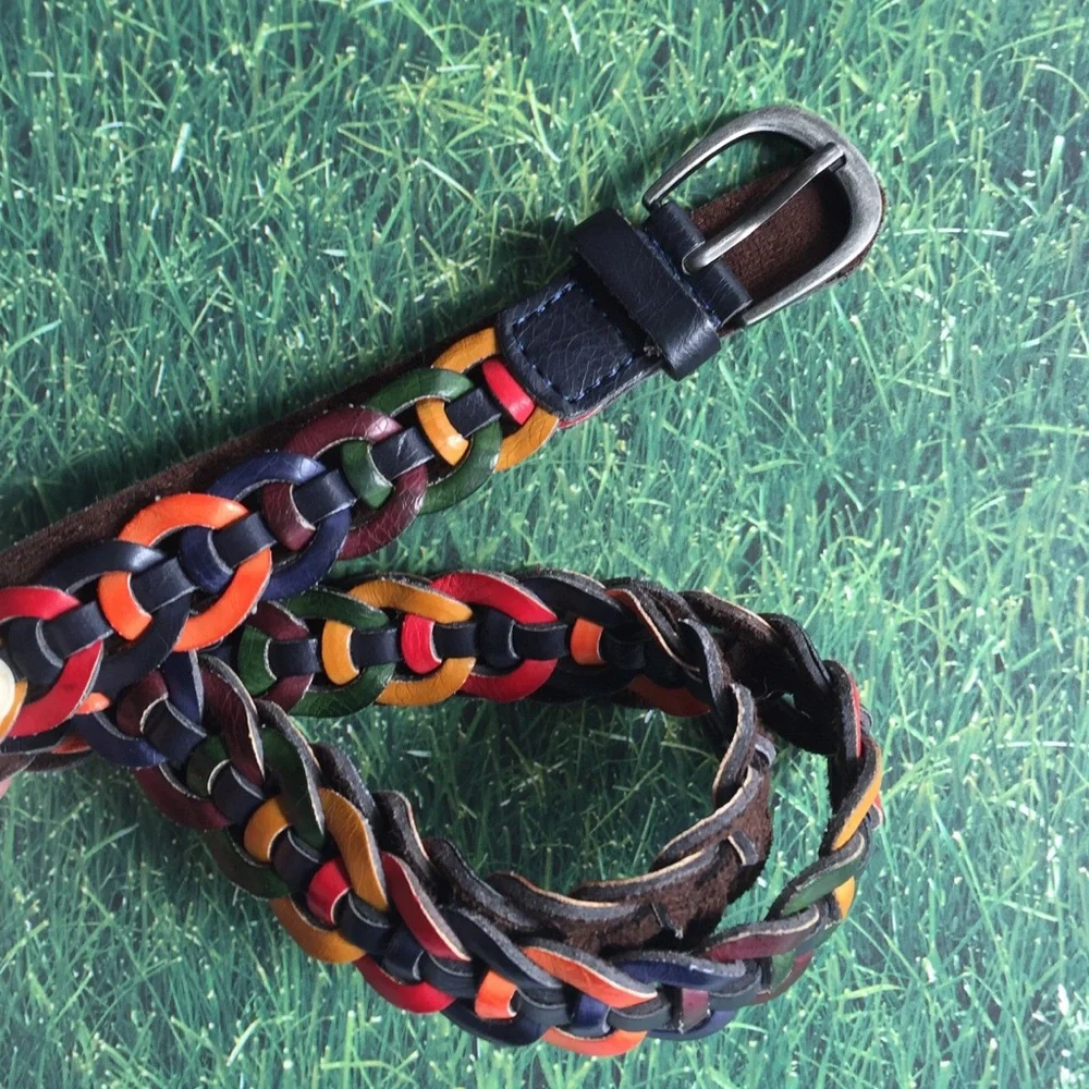 Multi-Colored Linked Ringed Belt